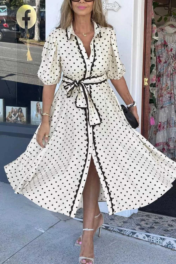 Polka Dot Half Sleeve Midi Dress 100100716011023 79 Affordable Fashion Under $100 Jerry's Apparel 