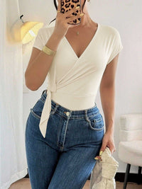 Surplice Cap Sleeve Bodysuit 100100560002408 27 Affordable Fashion Under $100 Jerry's Apparel 