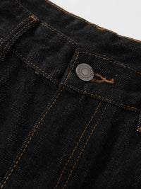 Men's Wide Leg Denim Shorts with Embroidered Pocket Detail