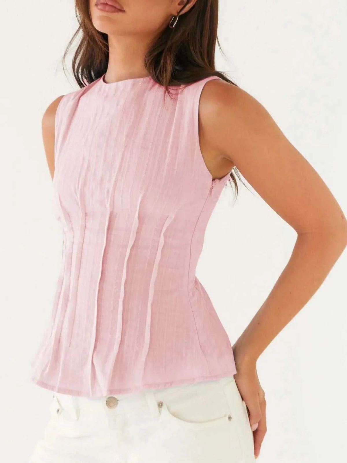 Back Lace Up Sleeveless Top with Cinched Waist Design 100100957854098 34 Affordable Fashion Under $100 Jerry's Apparel 
