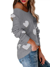 Heart Pattern V-Neck Sweater 100100504780005 48 Affordable Fashion Under $100 Jerry's Apparel 