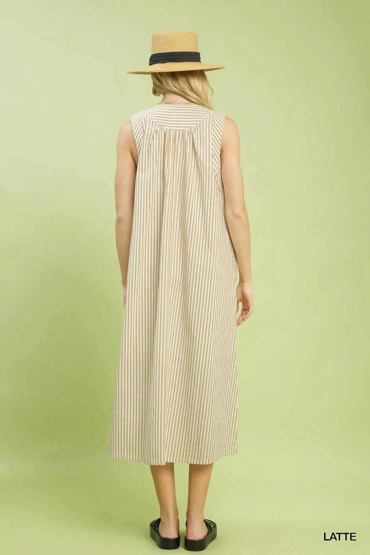 Umgee Chevron Stripe Sleeveless Midi Dress 100100412351421 62 Affordable Fashion Under $100 Jerry's Apparel 