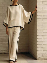 Full Size Contrast Trim Top and Wide-Leg Pants Set Plus Size 100100595624381 47 Affordable Fashion Under $100 Jerry's Apparel 