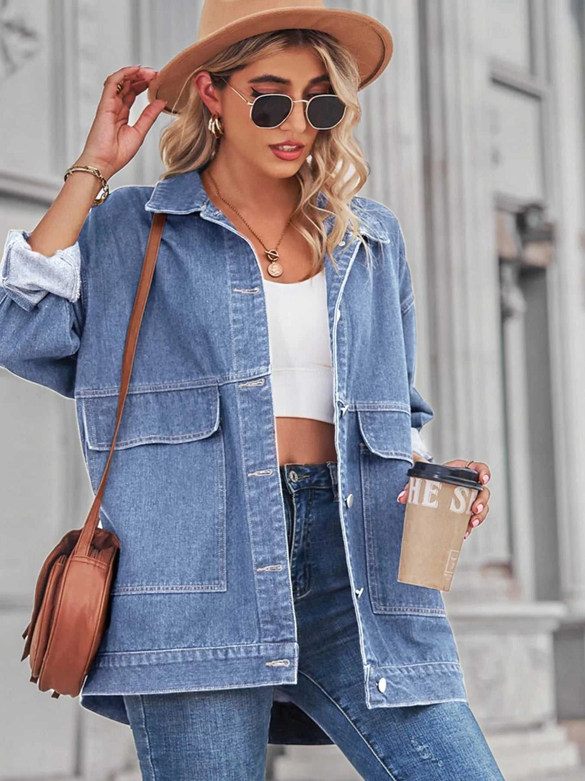 Button Up Long Sleeve Denim Jacket 100100658147198 64 Affordable Fashion Under $100 Jerry's Apparel 