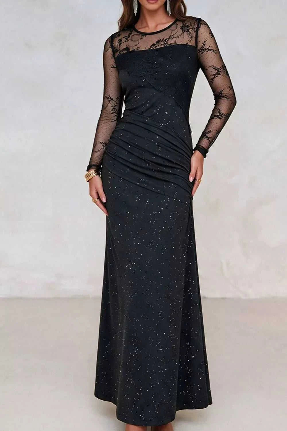 Glitter Mesh Long Sleeve Maxi Dress 101001398901391 37 Affordable Fashion Under $100 Jerry's Apparel 