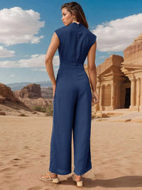 Perfee Ruched Mock Neck Sleeveless Jumpsuit 100100345642914 38 Affordable Fashion Under $100 Jerry's Apparel 