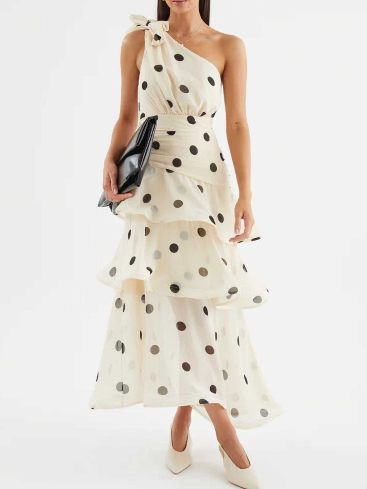 Polka Dot One-Shoulder Ruffle Dress 100100403782395 65 Gifts for Her Jerry's Apparel 