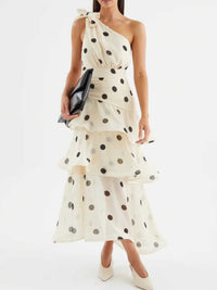Polka Dot One-Shoulder Ruffle Dress 100100403782395 65 Gifts for Her Jerry's Apparel 