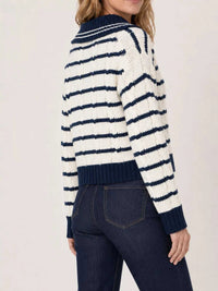 Striped Johnny Collar Dropped Shoulder Sweater 101002653501272 43 Affordable Fashion Under $100 Jerry's Apparel 