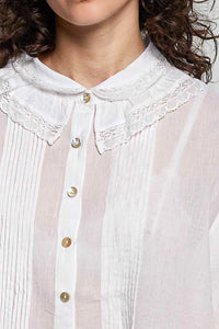 POL Woven Lace Trim Pintuck Button-Down Shirt 100100784961327 66 Affordable Fashion Under $100 Jerry's Apparel 