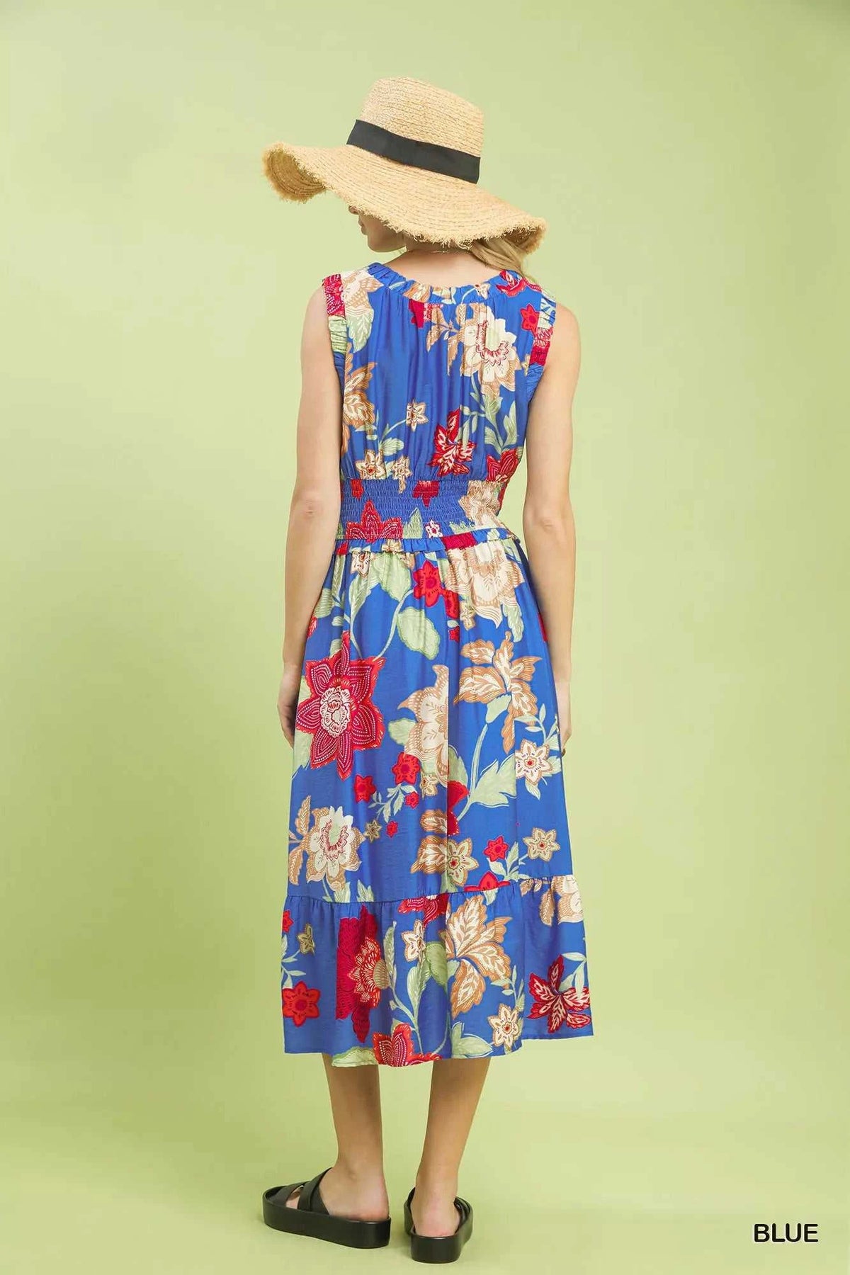 Umgee Floral Smocked Midi Dress 100100281861472 64 Affordable Fashion Under $100 Jerry's Apparel 