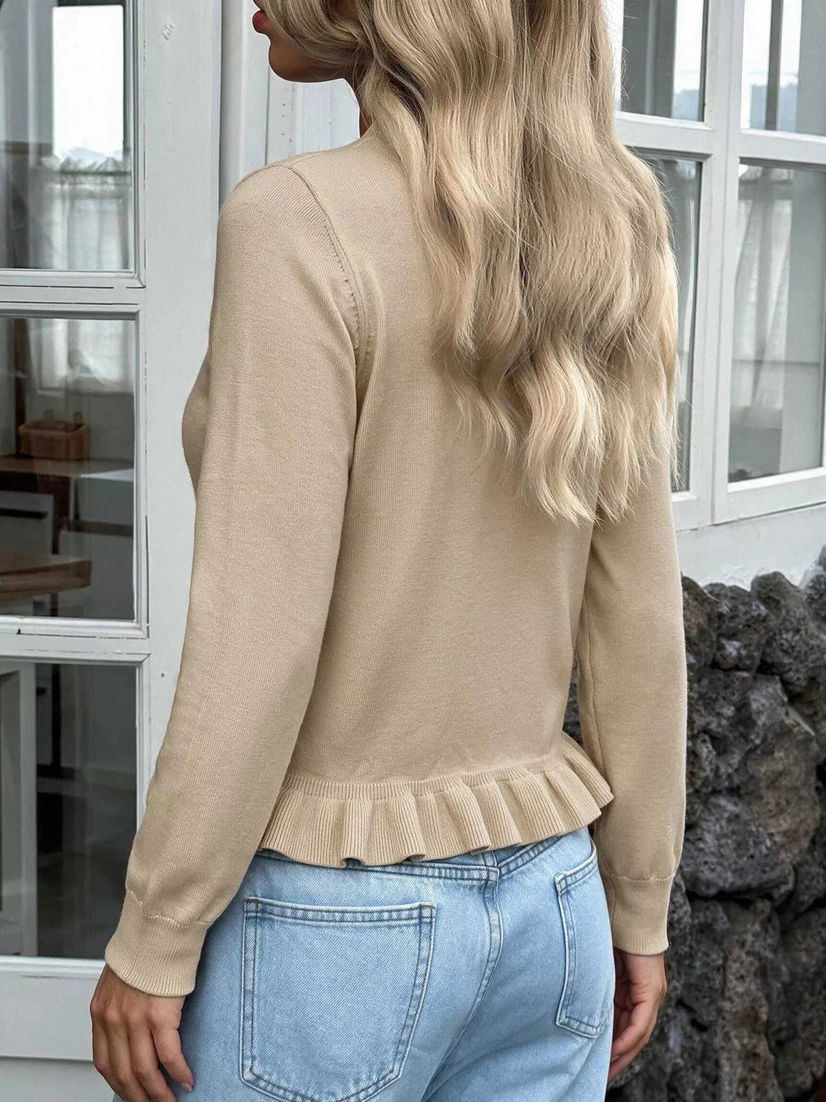 Ruffle Hem Button-Up Cardigan 100100909588028 39 Affordable Fashion Under $100 Jerry's Apparel 