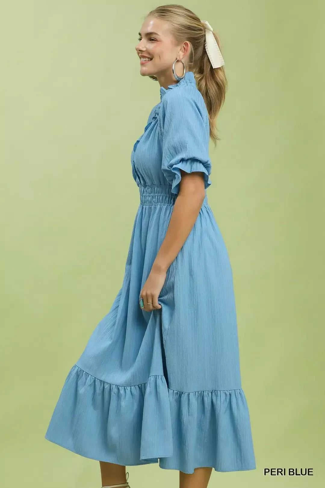 Umgee Ruffle V-Neck Midi Dress 100100042451797 62 Affordable Fashion Under $100 Jerry's Apparel 