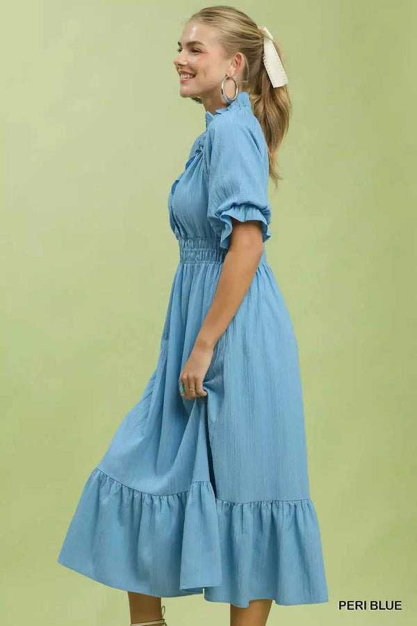 Umgee Ruffle V-Neck Midi Dress 100100042451797 62 Affordable Fashion Under $100 Jerry's Apparel 