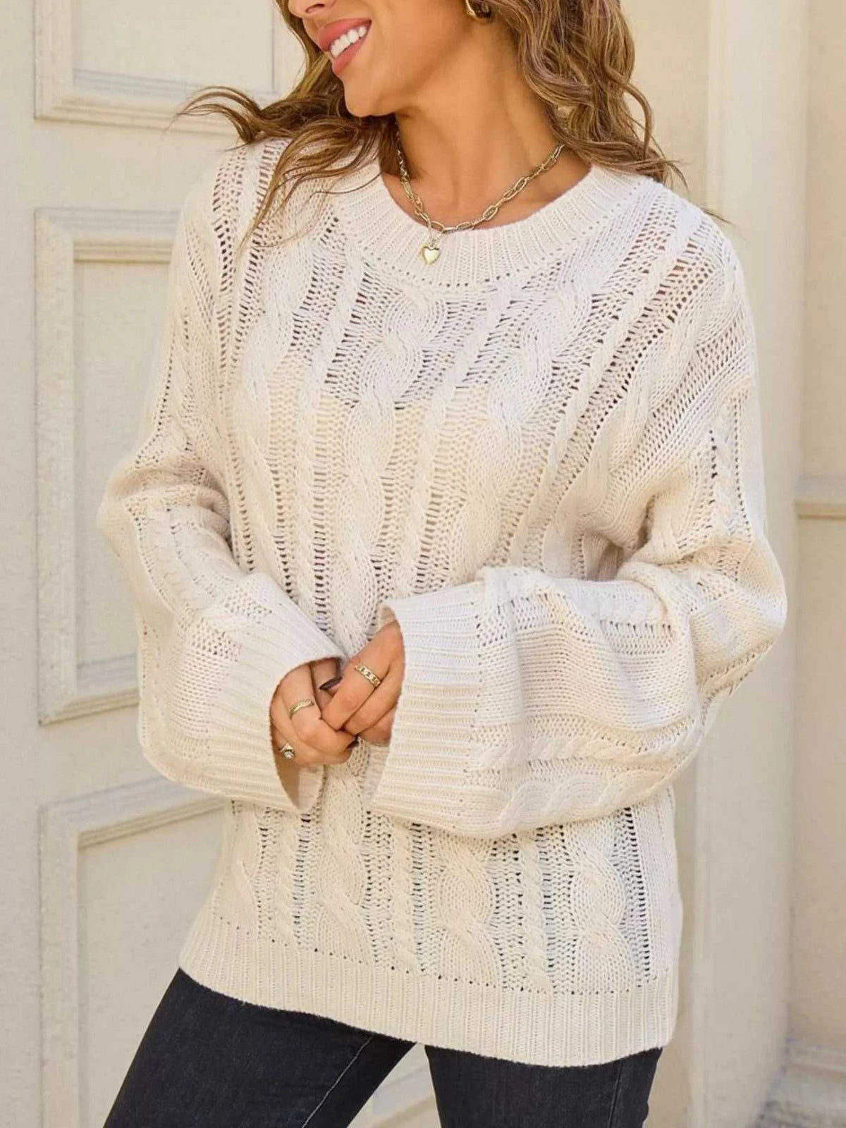 Cable Knit Long Sleeve Sweater 100100664831062 46 Affordable Fashion Under $100 Jerry's Apparel 