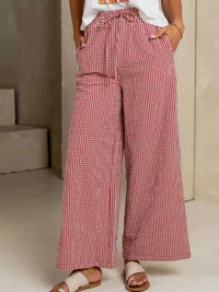 Gingham Print Wide Leg Casual Pants 100100684069548 30 Affordable Fashion Under $100 Jerry's Apparel 