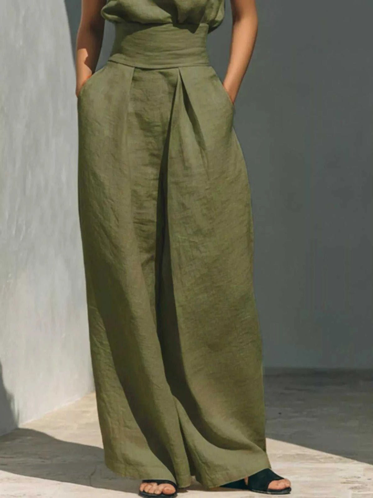 Full Size Turtleneck Sleeveless Top and Wide Leg Pants Set Plus Size 101001144135026 45 Affordable Fashion Under $100 Jerry's Apparel 
