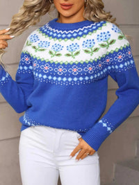 Floral Pattern Crew Neck Sweater 100100793762597 52 Affordable Fashion Under $100 Jerry's Apparel 