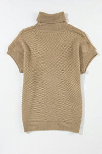 Solid Color Turtleneck Short Sleeve Sweater