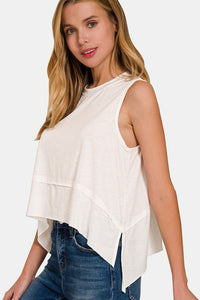 Slit High-Low Round Neck Tank