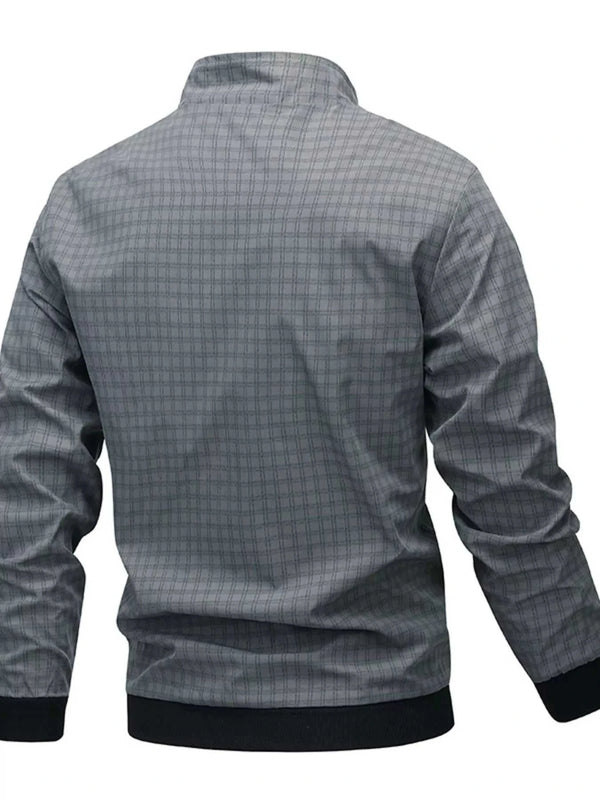 Men's Plus Size Plaid Lightweight Zip-Up Jacket 100400758025131 54 Affordable Fashion Under $100 Jerry's Apparel 