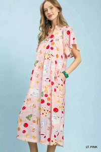 Umgee Abstract Print Flutter Sleeve Midi Dress 100100561461588 60 Affordable Fashion Under $100 Jerry's Apparel 