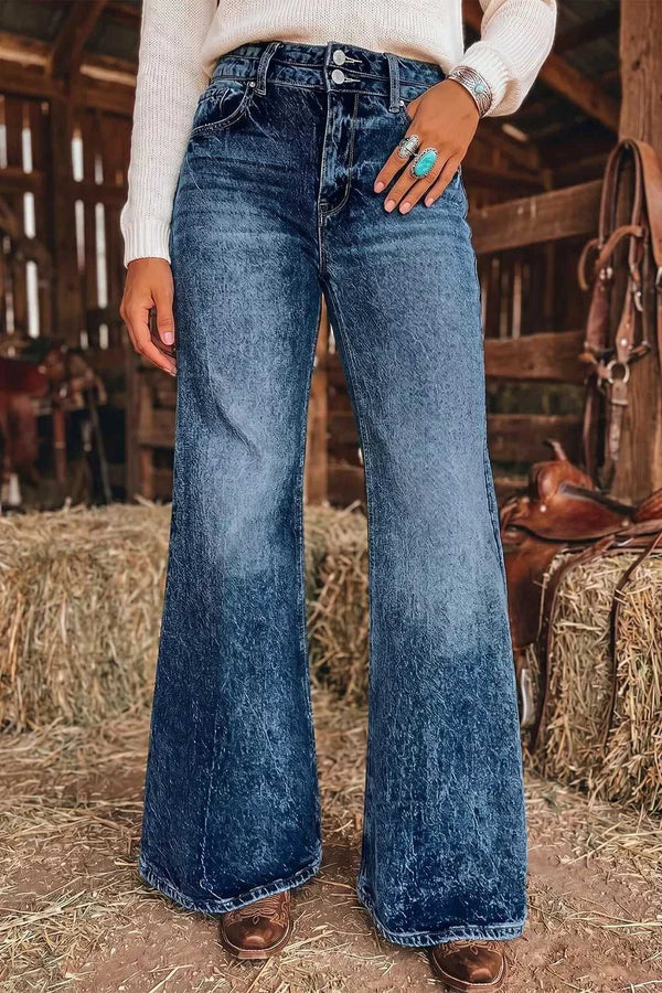 Acid Wash Pocket Detail Flare Jeans 101003134519193 74 Affordable Fashion Under $100 Jerry's Apparel 