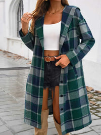 Devine Plaid Long Sleeve Hooded Coat 100100235621127 45 Affordable Fashion Under $100 Jerry's Apparel 