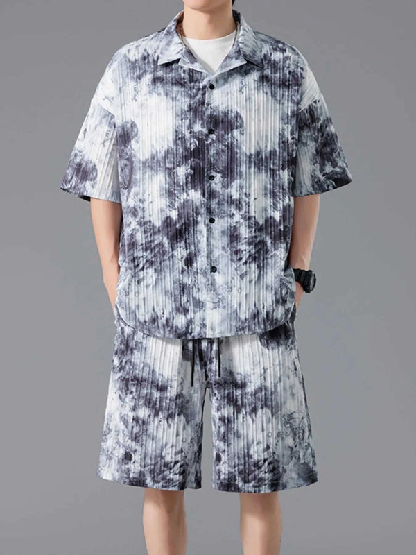 Men's Full Size Tie-Dye Casual Shirt and Shorts Set Plus Size 100400953884507 34 Affordable Fashion Under $100 Jerry's Apparel 