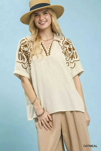 Umgee Floral Embroidered Sleeve Blouse 100100163501068 53 Affordable Fashion Under $100 Jerry's Apparel 