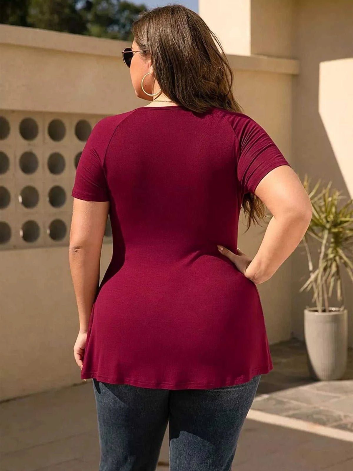 Plus Size Surplice Short Sleeve T-Shirt 100100382914132 26 Affordable Fashion Under $100 Jerry's Apparel 