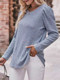 Ribbed Knit Puff Sleeve T-Shirt 100100962471478 28 Affordable Fashion Under $100 Jerry's Apparel 