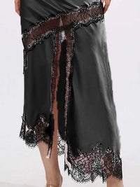 Lace Trim Asymmetrical Midi Skirt 100100647329706 101 Jerry's Apparel 