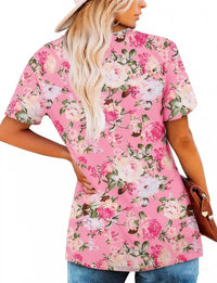 Plus Size Floral Print Short Sleeve T-Shirt 100100354664882 26 Affordable Fashion Under $100 Jerry's Apparel 