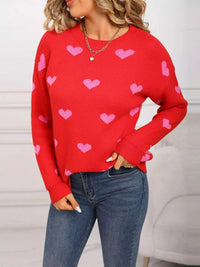 Valentine's Day Heart Pattern Dropped Shoulder Sweater 100100193932322 48 Affordable Fashion Under $100 Jerry's Apparel 