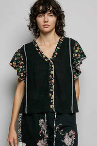 POL V-Neck Floral Ruffle Sleeve Blouse 100100425521064 62 Affordable Fashion Under $100 Jerry's Apparel 