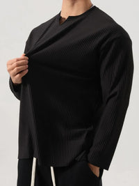 Men's Plus Size Notched Long Sleeve Top