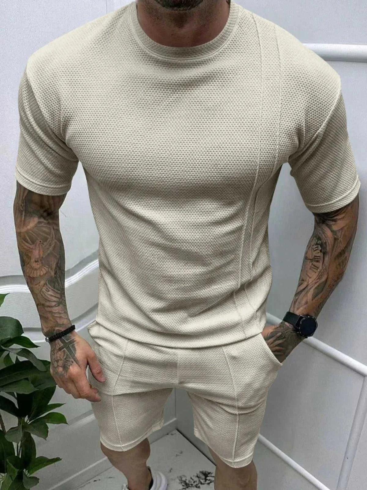 Men's Full Size Round Neck Tee and Shorts Set Plus Size 100400096585534 39 Affordable Fashion Under $100 Jerry's Apparel 