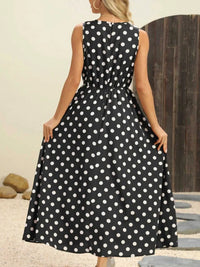 Polka Dot Round Neck Sleeveless Midi Dress 100100597597604 26 Affordable Fashion Under $100 Jerry's Apparel 