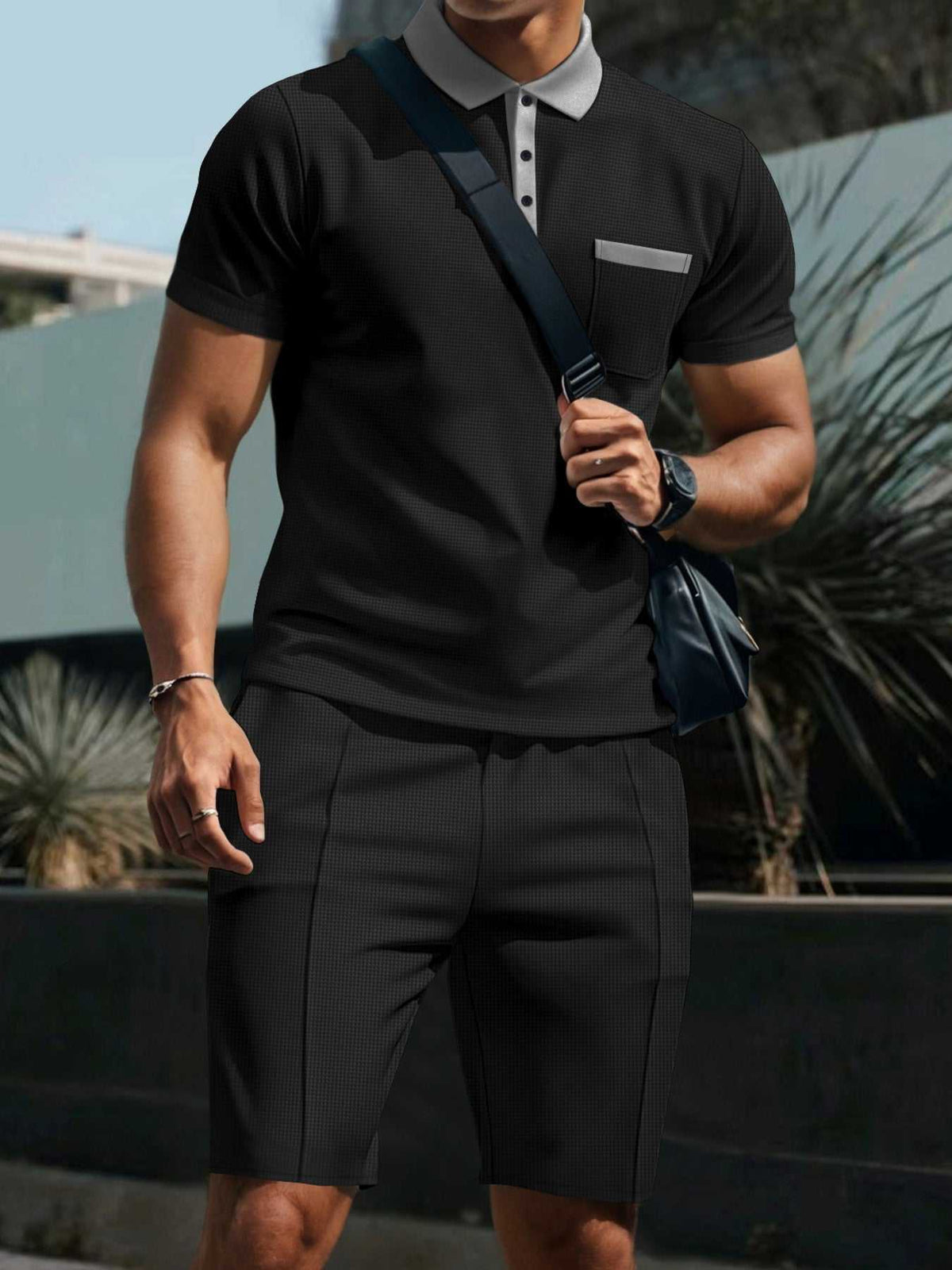 Men's Full Size Casual Short Sleeve Polo & Shorts Set Plus Size 100400026068285 36 Affordable Fashion Under $100 Jerry's Apparel 