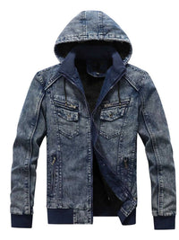 Men's Plus Size Zip Up Hooded Denim Jacket 100400617013607 115 Fashion Forward Plus Size Clothing Jerry's Apparel 