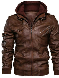 Men's Full Size Hooded Faux Leather Moto Jacket Plus Size 100400161564305 96 Affordable Fashion Under $100 Jerry's Apparel 