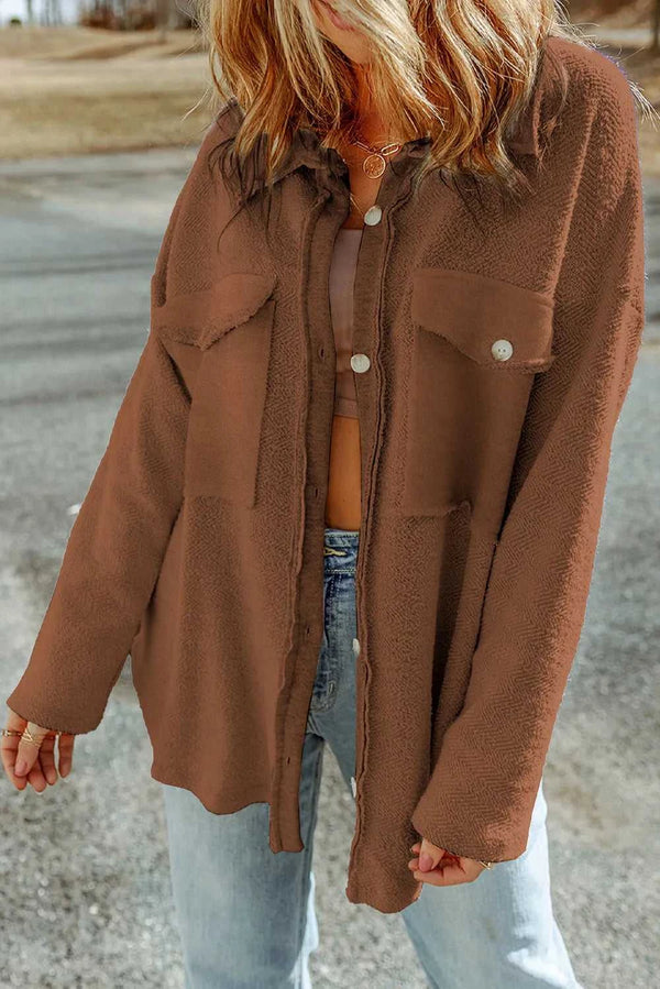 Pocketed Button Up Droppped Shoulder Jacket 100100476271957 44 Affordable Fashion Under $100 Jerry's Apparel 