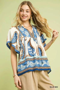 Umgee Mix Paisley Border Print Tassel Top 100100469451868 45 Affordable Fashion Under $100 Jerry's Apparel 
