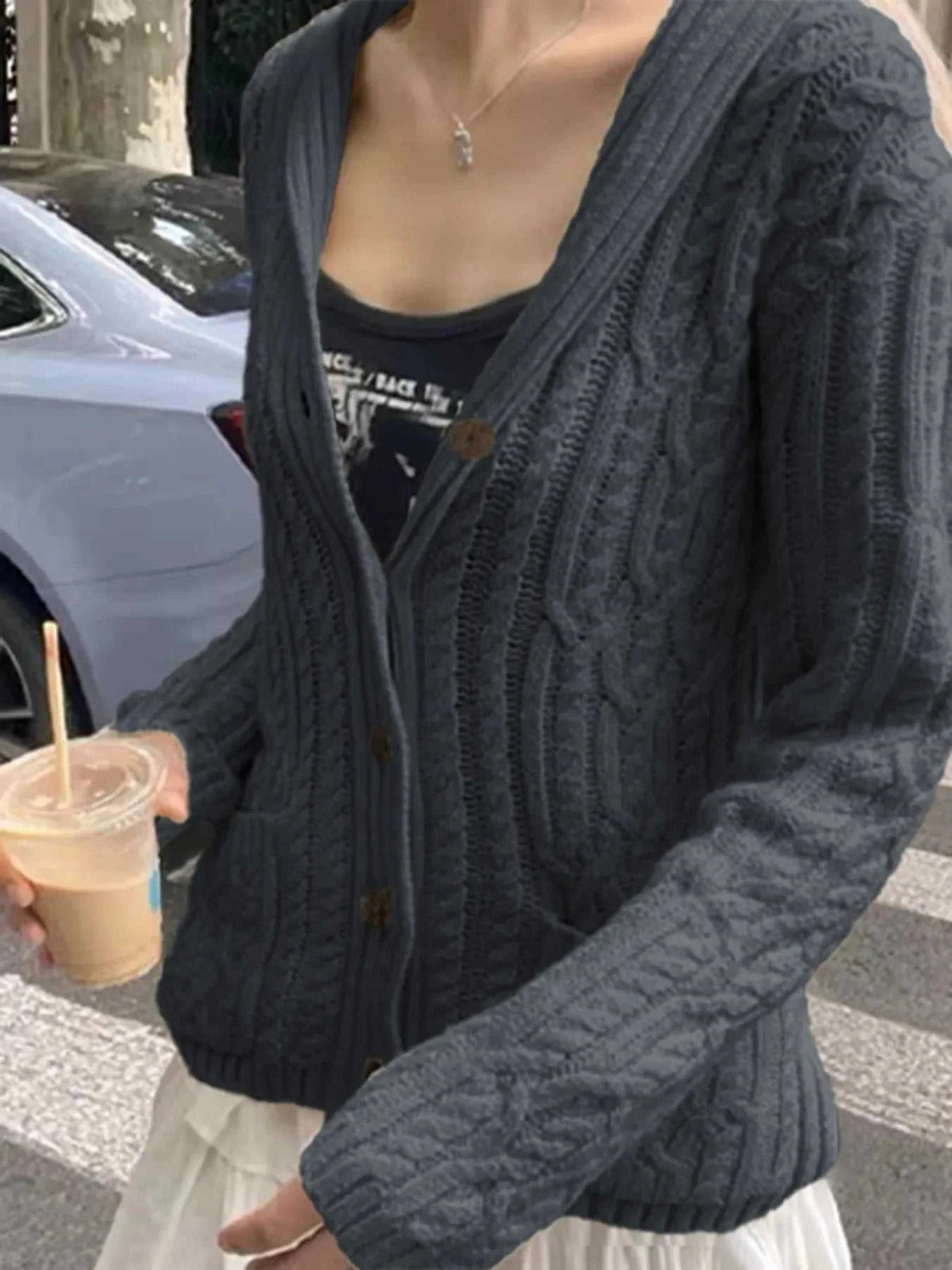 Cable Knit Button Up Cardigan 100100237685372 73 Affordable Fashion Under $100 Jerry's Apparel 
