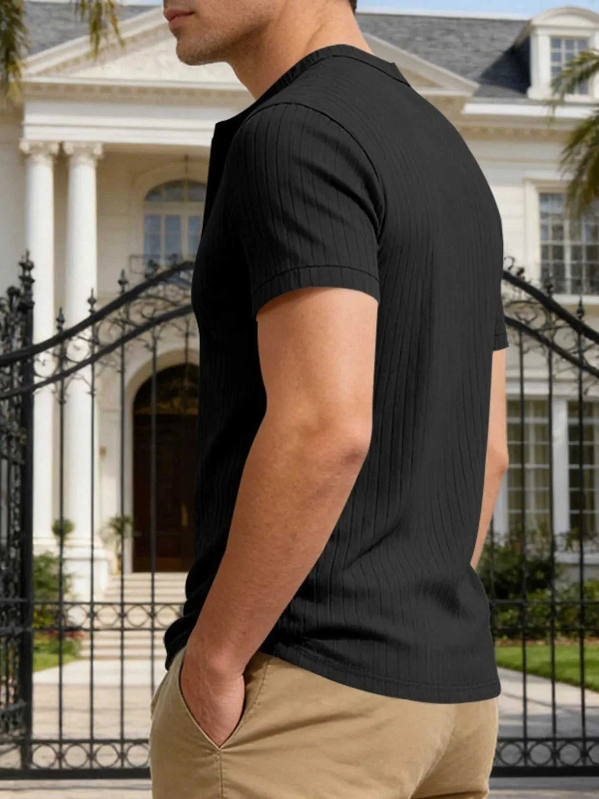 Men's Full Size Casual Ribbed Henley T-Shirt Plus Size 100400605279484 23 Affordable Fashion Under $100 Jerry's Apparel 