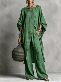 Full Size Asymmetric Button-Down Top and Wide-Leg Pants Set Plus Size 101001667815182 65 Affordable Fashion Under $100 Jerry's Apparel 