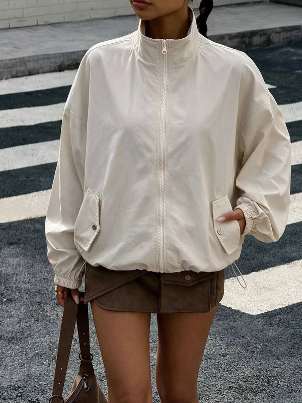 Zip-Up Dropped Shoulder Jacket 101001023964112 57 Affordable Fashion Under $100 Jerry's Apparel 