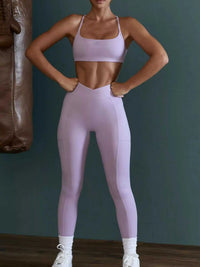 Seamless Cross-Waist Cami and Leggings Active Set 101006925782372 109 Comfortable Weekend Sets Jerry's Apparel 