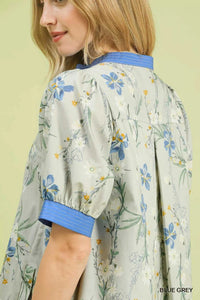 Umgee Floral Puff Sleeve Dress with Contrast Trim 100100654031260 62 Affordable Fashion Under $100 Jerry's Apparel 
